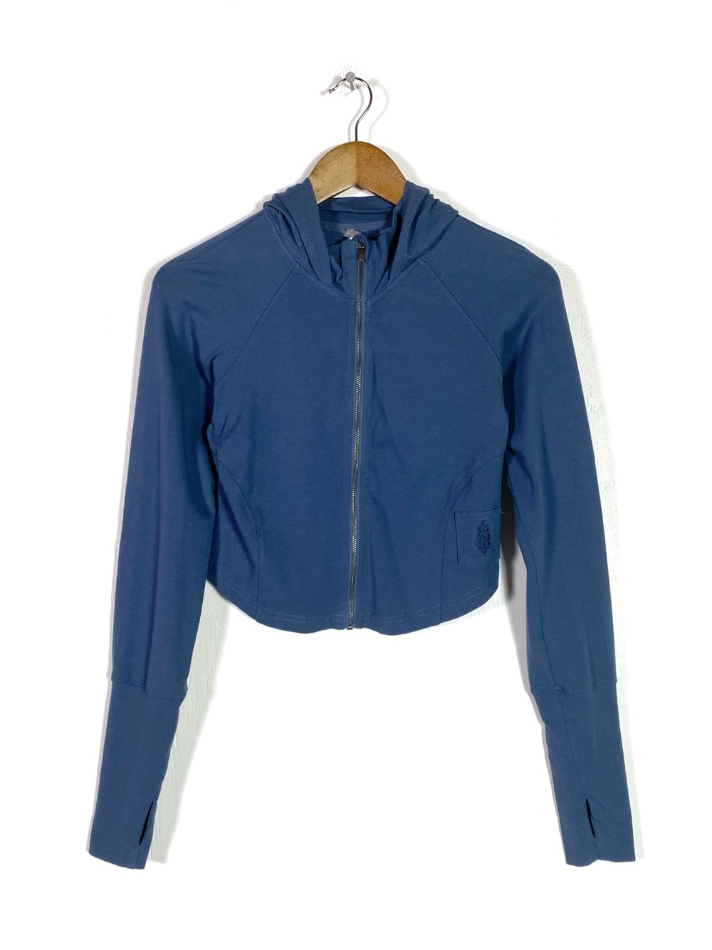 Free People Movement Crop Zip-Up Hoodie Blue